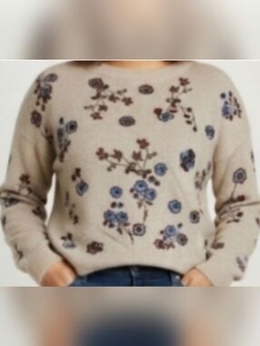 Cliché Floral Embroidered Boxy Knit Sweater Top Medium Women’s